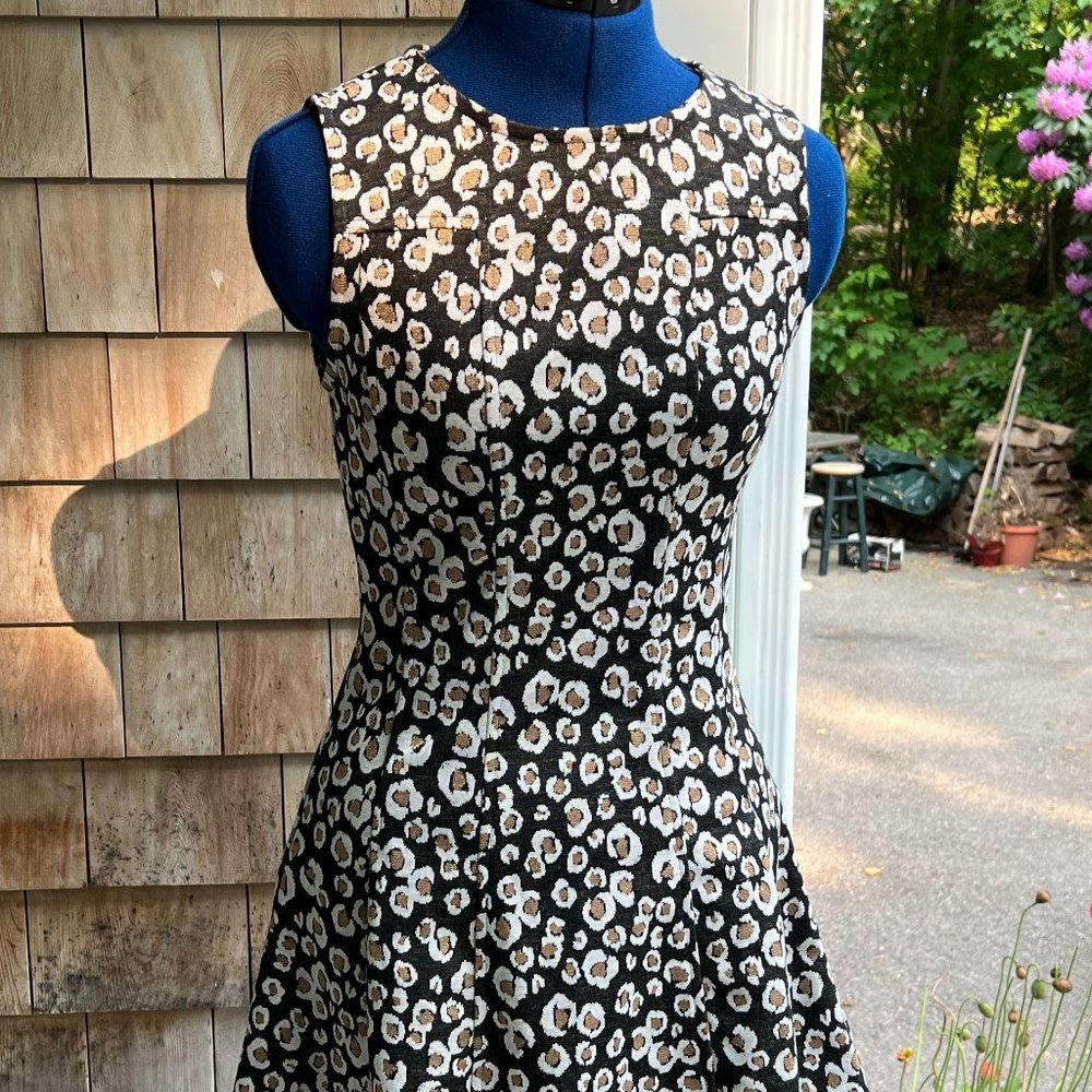 Anthropologie Current Air Gold Leopard Print Sleeveless Fit And Flare Dress XSP